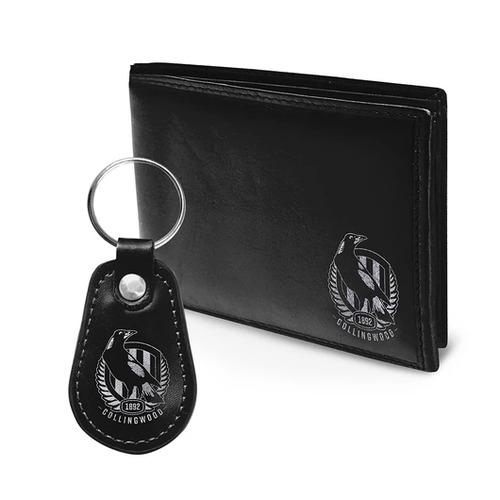 Official AFL Collingwood Magpies Wallet + Keychain Keyring Gift Set Pack
