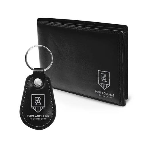 Official AFL Port Adelaide Power Wallet + Keychain Keyring Gift Set Pack