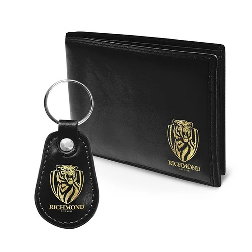 Official AFL Richmond Tigers Wallet + Keychain Keyring Gift Set Pack