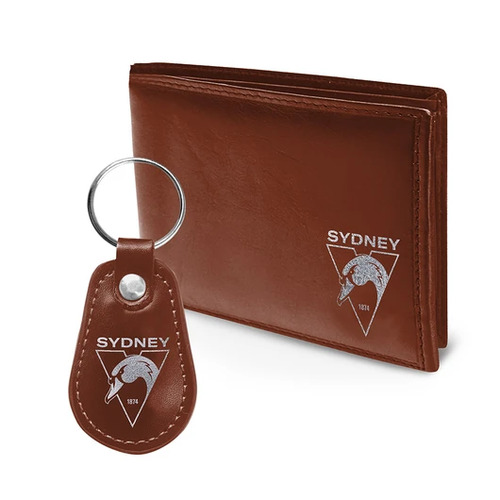Official AFL Sydney Swans Wallet + Keychain Keyring Gift Set Pack