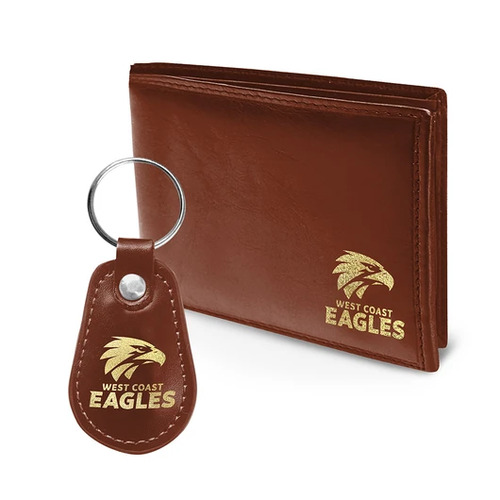 Official AFL West Coast Eagles Wallet + Keychain Keyring Gift Set Pack