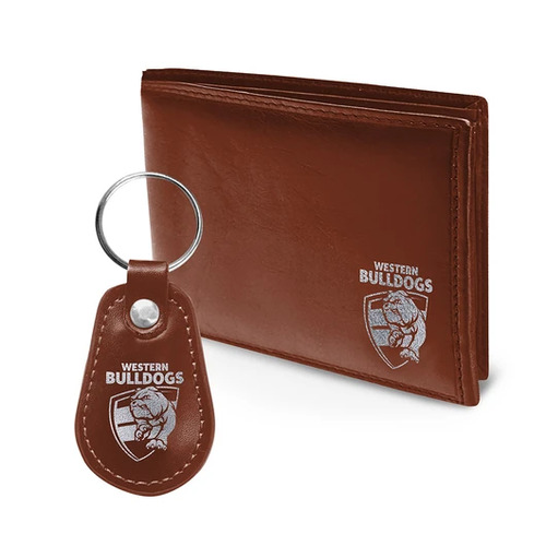 Official AFL Western Bulldogs Wallet + Keychain Keyring Gift Set Pack