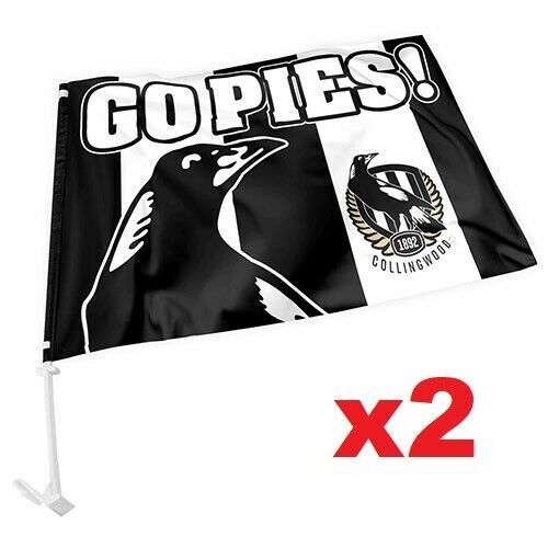 Collingwood Magpies AFL Car Flag 30 cm x 45 cm! 2 Flags for 1 Price!