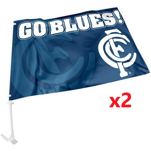 Carlton Blues AFL Car Flag 30 cm x 45 cm! 2 Flags for 1 Price!