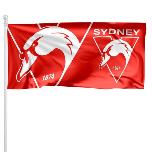 Sydney Swans AFL NEW LOGO Flag Pole Flag 180 by 90cms! LE 