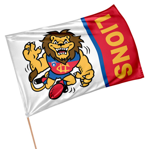Official AFL Brisbane Lions Retro Game Day Large Flag 60 x 90 cm (NO STICK/FLAG POLE)