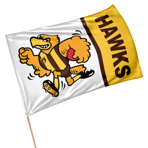 Official AFL Hawthorn Hawks Retro Game Day Large Flag 60 x 90 cm (NO STICK/FLAG POLE)