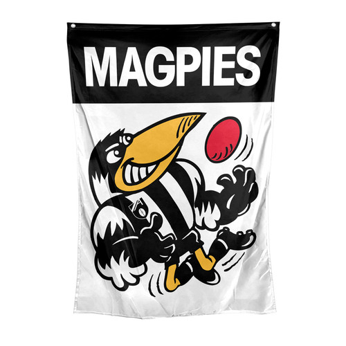 Official AFL Collingwood Magpies Supporters Retro Mascot Wall Cape Flag!