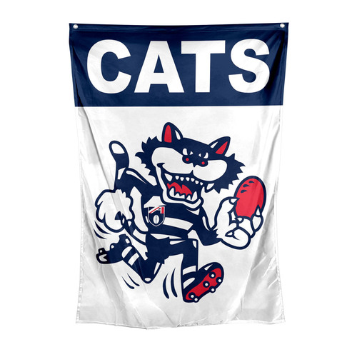 Official AFL Geelong Cats Supporters Retro Mascot Wall Cape Flag!