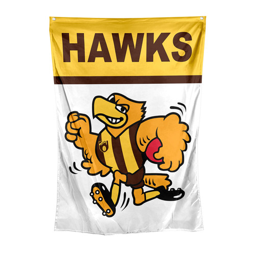 Official AFL Hawthorn Hawks Supporters Retro Mascot Wall Cape Flag!