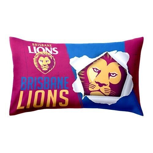 Official AFL Brisbane Lions Bed Double Sided Single Pillowcase Pillow Case