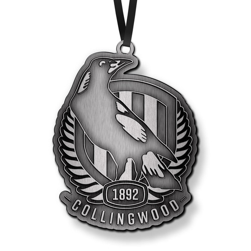 Official AFL Collingwood Magpies 3D Metal Logo Christmas Ornament