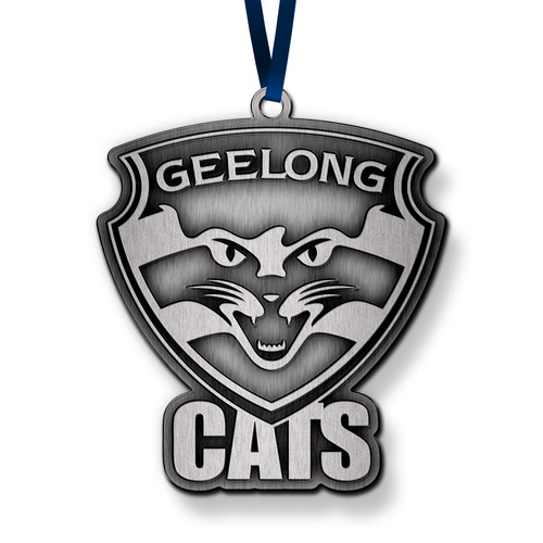 Official AFL Geelong Cats 3D Metal Logo Christmas Ornament
