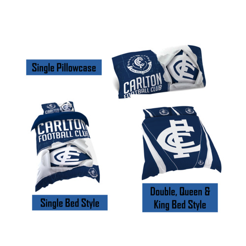 Carlton Blues AFL Pillow Quilt Cover Set: Single, Double, Queen & King Bed
