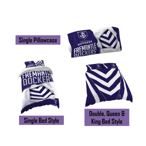 Fremantle Dockers AFL Pillow Quilt Cover Set: Single, Double, Queen & King Bed