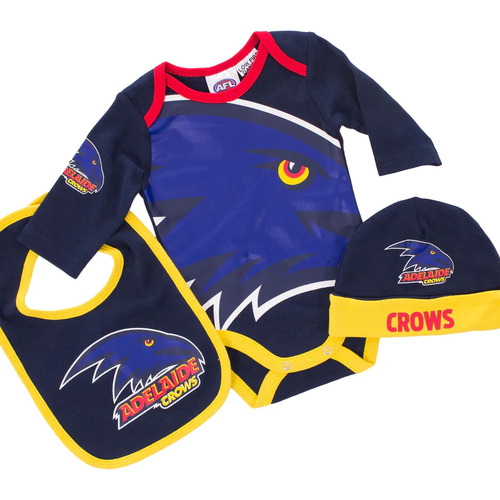 Adelaide Crows AFL Three Piece Baby Infant Bodysuit Gift Set Sizes 000-1!