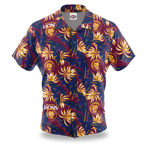 Brisbane Lions AFL Paradise Hawaiian Polo Shirt Sizes S-5XL!