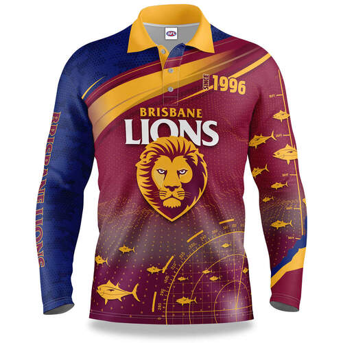 Brisbane Lions AFL 2021 Fishfinder Fishing Shirt Polo Sizes S-5XL!