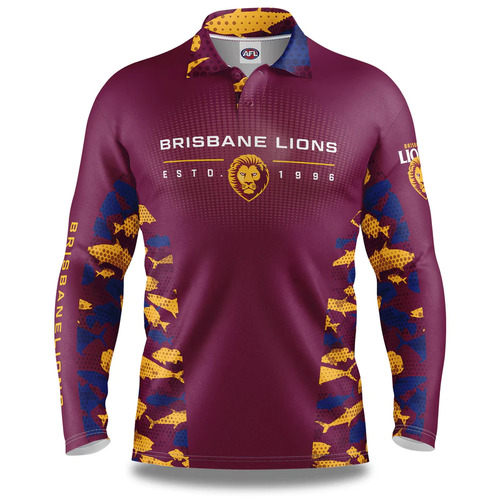 Brisbane Lions AFL Reef Runner Fishing Shirt Sizes S-5XL!