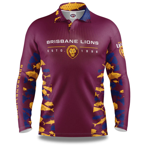 Brisbane Lions AFL 2023 Reef Runner Fishing Shirt Sizes S-5XL!