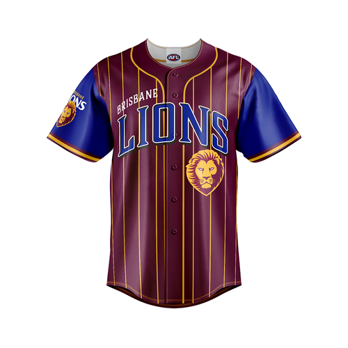 Brisbane Lions AFL Baseball Jersey Slugger T Shirt Sizes S-5XL!