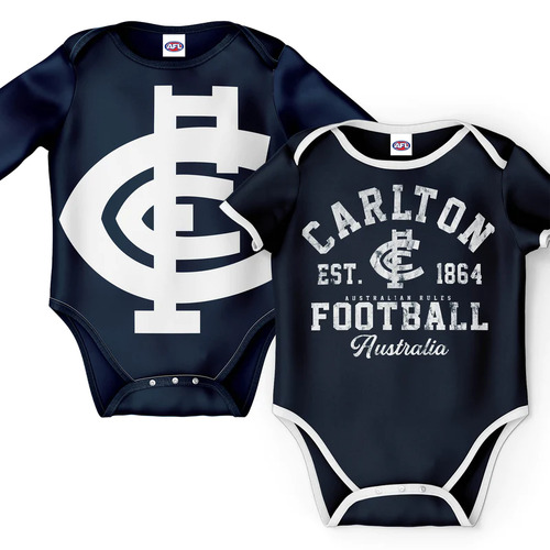 Carlton Blues AFL Two Piece Baby Infant Bodysuit Gift Set Sizes 000-1!