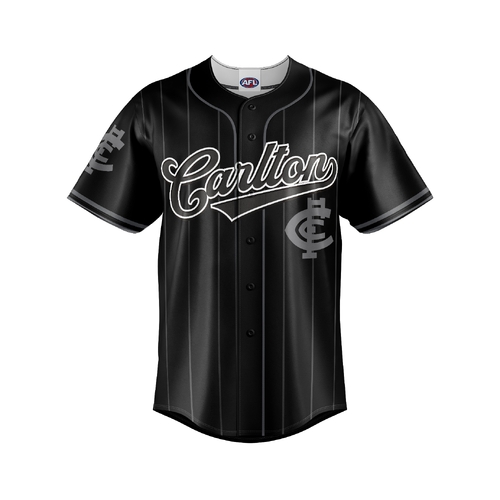 Carlton Blues AFL 'Blackout' Baseball Jersey Slugger T Shirt Sizes S-5XL!