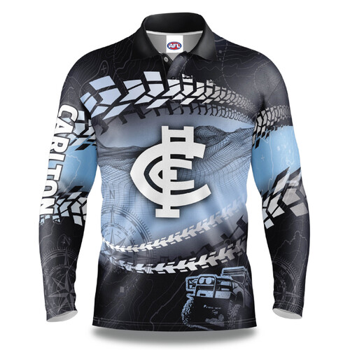 Carlton Blues AFL 2021 Trax Off-Road Camping Polo T Shirt Sizes S-5XL!