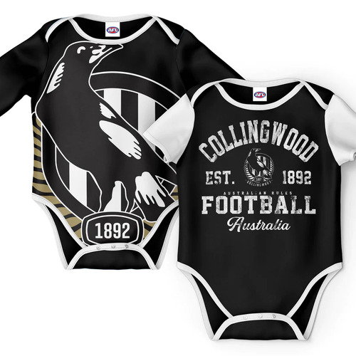 W20 BNWT's Collingwood Magpies AFL Big Logo Long Sleeve Shirt Sizes S-3XL 