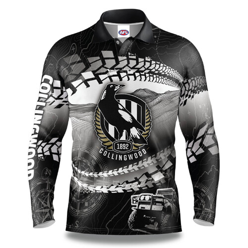 Collingwood Magpies AFL 2021 Trax Off-Road Camping Polo T Shirt Sizes S-5XL!
