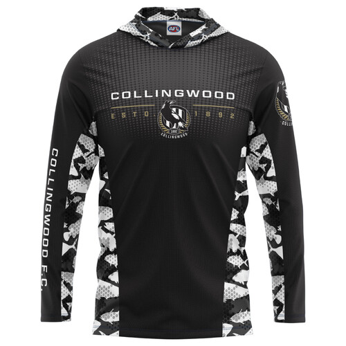 Collingwood Magpies AFL Reef Runner Hooded Fishing Shirt Sizes S-5XL!
