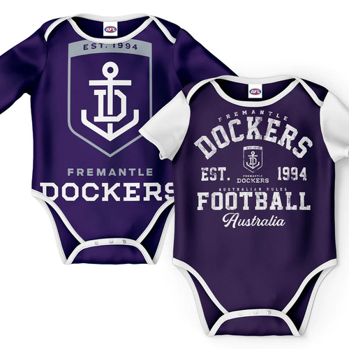 Fremantle Dockers AFL Two Piece Baby Infant Bodysuit Gift Set Sizes 000-1!