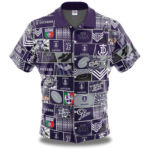Fremantle Dockers AFL 2021 Fanatic Button Up Shirt Polo Sizes S-5XL!