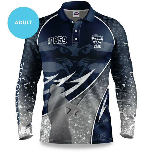 Geelong Cats AFL 2020 Get Hooked Fishing Polo T Shirt Sizes S-5XL!