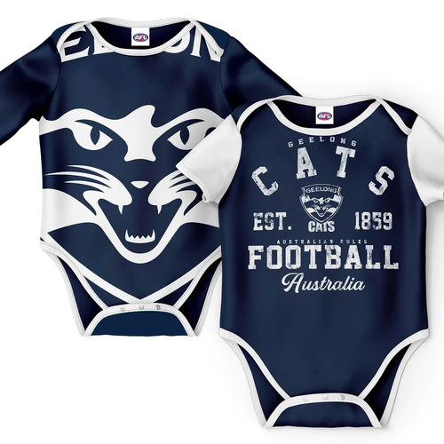 Geelong Cats AFL Two Piece Baby Infant Bodysuit Gift Set Sizes 000-1!