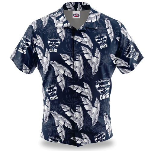 Geelong Cats AFL Paradise Hawaiian Polo Shirt Sizes S-5XL!