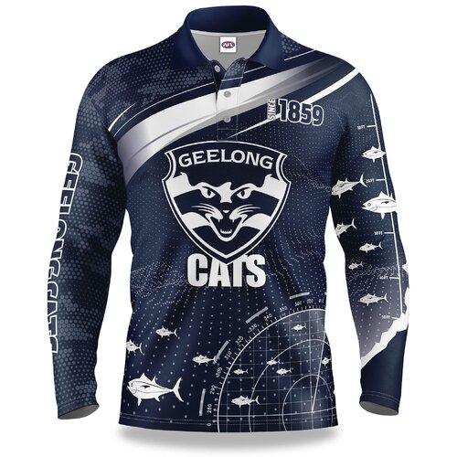 Geelong Cats AFL 2021 Fishfinder Fishing Shirt Polo Sizes S-5XL!