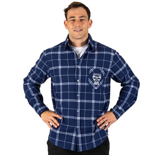 Geelong Cats AFL 'Mustang' Flannel Shirt Button Up T Shirt Sizes S-5XL!