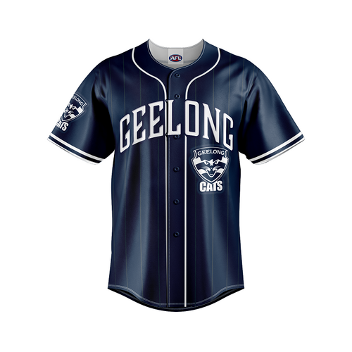 Geelong Cats AFL Baseball Jersey Slugger T Shirt Sizes S-5XL!