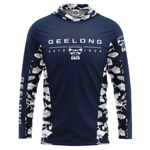 Geelong Cats AFL Reef Runner Hooded Fishing Shirt Sizes S-5XL!