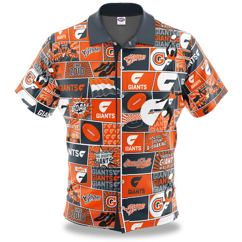 GWS Giants AFL Fanatic Button Up Shirt Polo Sizes S-5XL!