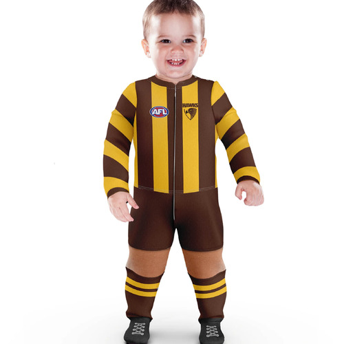 Hawthorn Hawks AFL 2023 Kids Footysuit Sizes 000-2!