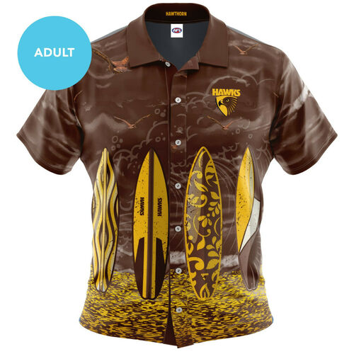Hawthorn Hawks AFL 2020 Hawaiian Button Up Polo T Shirt Sizes S-5XL