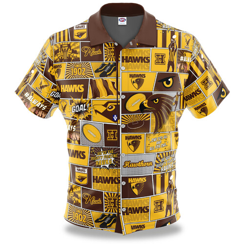 Hawthorn Hawks AFL Fanatic Button Up Shirt Polo Sizes S-5XL!