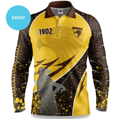 Hawthorn Hawks AFL 2020 Get Hooked Fishing Polo T Shirt Sizes S-5XL!