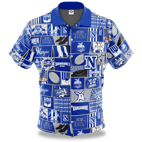North Melbourne Kangaroos AFL Fanatic Button Up Shirt Polo Sizes S-5XL!
