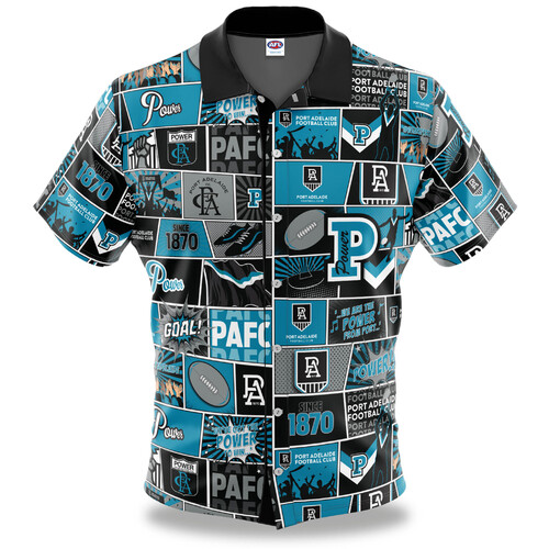Port Adelaide Power AFL Fanatic Button Up Shirt Polo Sizes S-5XL!