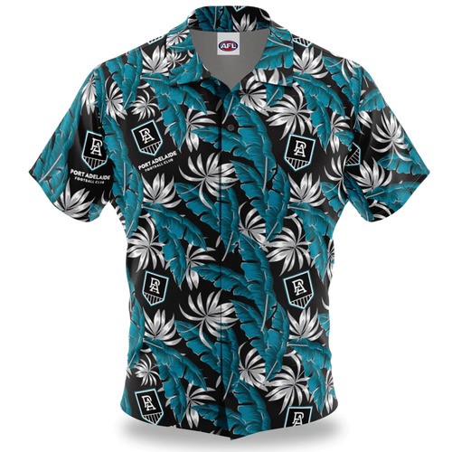 Port Adelaide Power AFL Paradise Hawaiian Polo Shirt Sizes S-5XL!