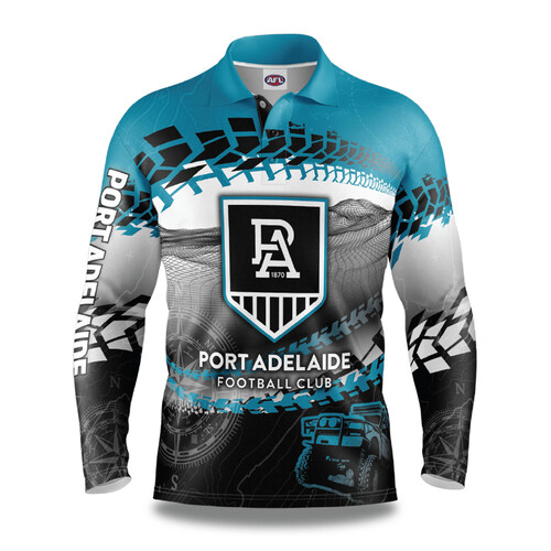 Port Adelaide Power AFL Trax Off-Road Camping Polo T Shirt Sizes S-5XL!