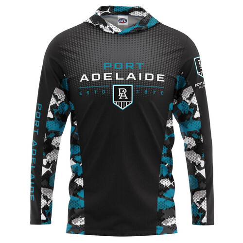 Port Adelaide Power AFL Reef Runner Hooded Fishing Shirt Sizes S-5XL!